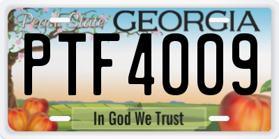GA license plate PTF4009