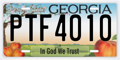 GA license plate PTF4010