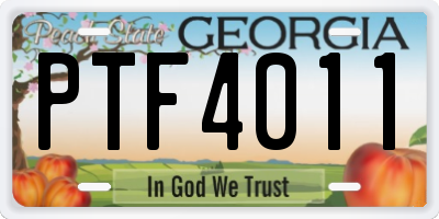 GA license plate PTF4011