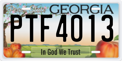 GA license plate PTF4013
