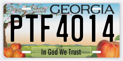 GA license plate PTF4014