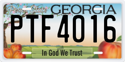 GA license plate PTF4016