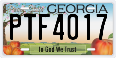 GA license plate PTF4017