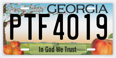 GA license plate PTF4019