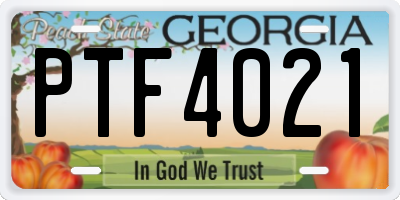 GA license plate PTF4021