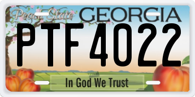 GA license plate PTF4022