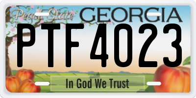 GA license plate PTF4023