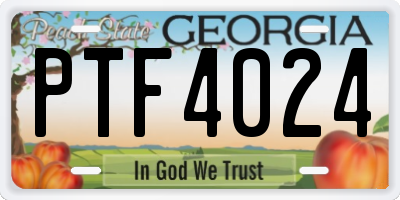 GA license plate PTF4024