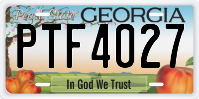 GA license plate PTF4027