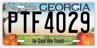 GA license plate PTF4029