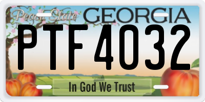 GA license plate PTF4032