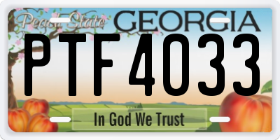 GA license plate PTF4033