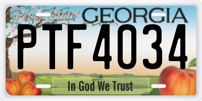 GA license plate PTF4034
