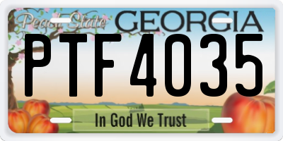 GA license plate PTF4035