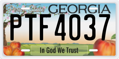 GA license plate PTF4037