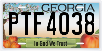 GA license plate PTF4038