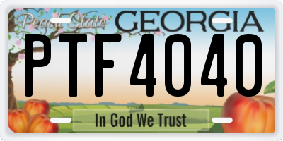 GA license plate PTF4040