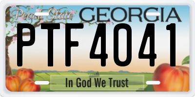 GA license plate PTF4041