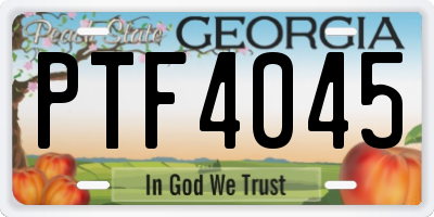 GA license plate PTF4045