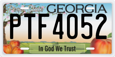 GA license plate PTF4052