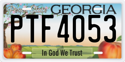 GA license plate PTF4053