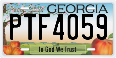 GA license plate PTF4059