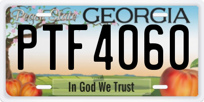 GA license plate PTF4060