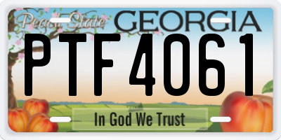 GA license plate PTF4061