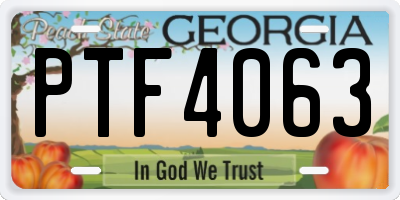 GA license plate PTF4063