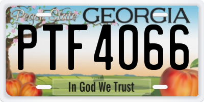 GA license plate PTF4066