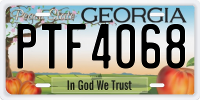 GA license plate PTF4068
