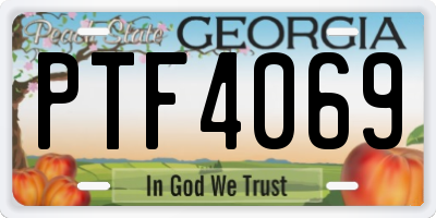 GA license plate PTF4069
