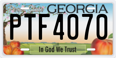 GA license plate PTF4070