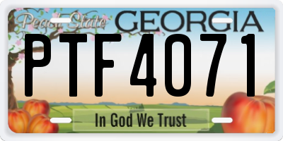 GA license plate PTF4071