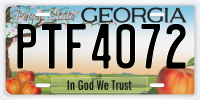 GA license plate PTF4072