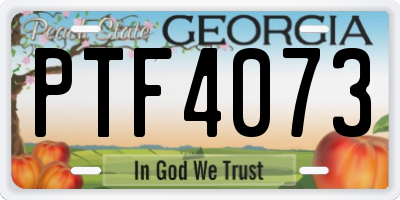 GA license plate PTF4073