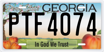 GA license plate PTF4074