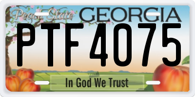 GA license plate PTF4075