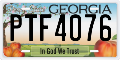 GA license plate PTF4076