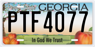 GA license plate PTF4077