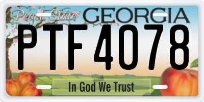 GA license plate PTF4078