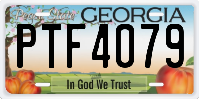 GA license plate PTF4079