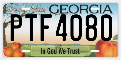 GA license plate PTF4080