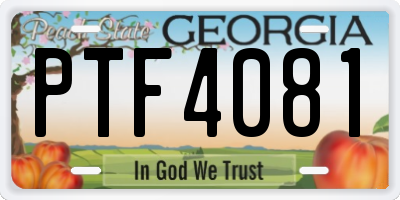 GA license plate PTF4081