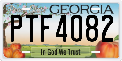GA license plate PTF4082