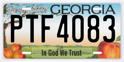 GA license plate PTF4083