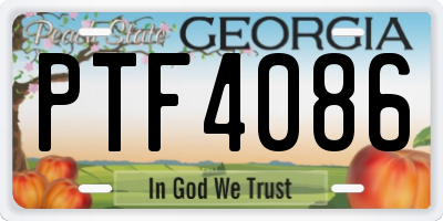 GA license plate PTF4086