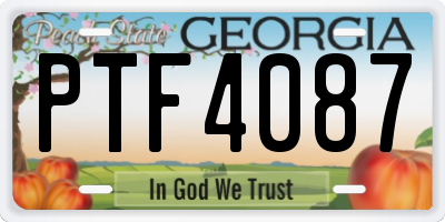 GA license plate PTF4087
