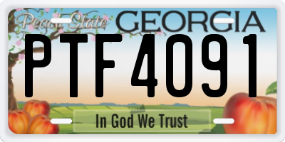 GA license plate PTF4091