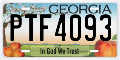 GA license plate PTF4093